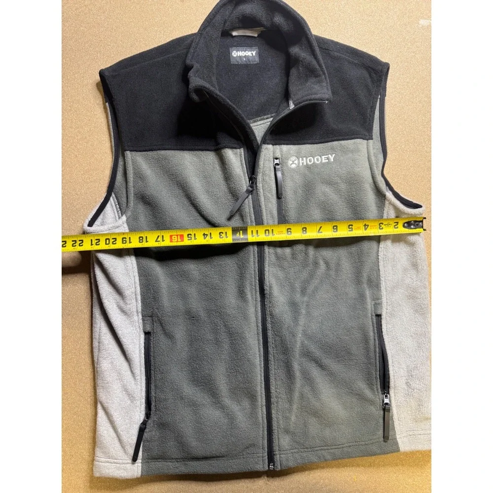 Hooey Mens Fleece Vest Full Zip Sleeveless Gray Black‎ Outdoors Casual